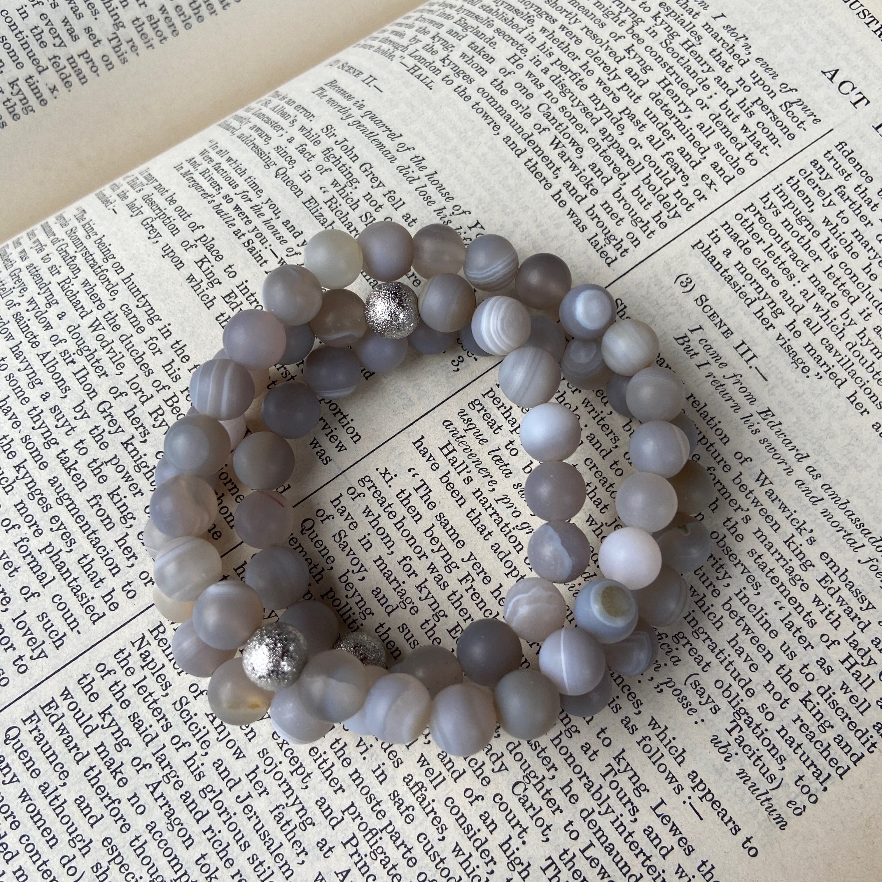 STERLING SILVER BRACELET 3 GREY GRAY cheapest AGATE CABOCHONS MADE BY ANN